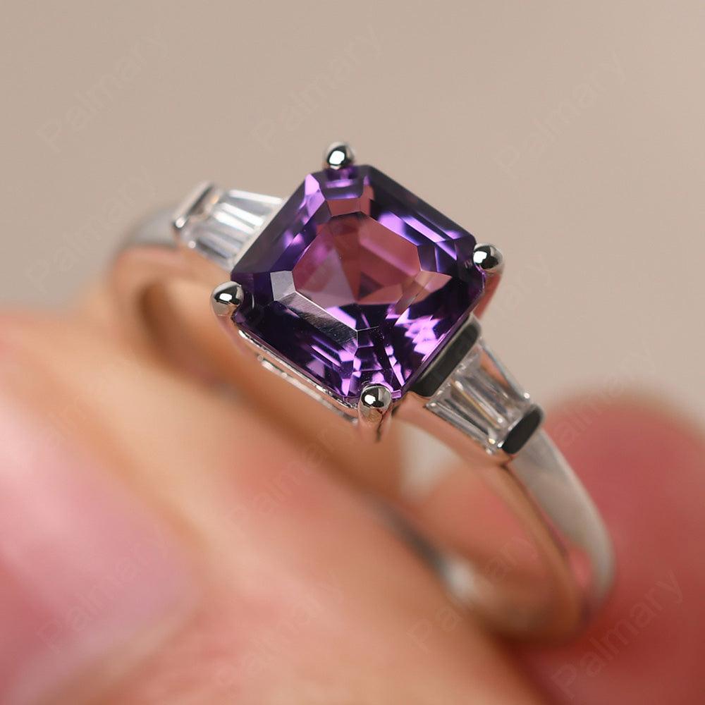 Asscher Cut Amethyst Wedding Ring - Palmary