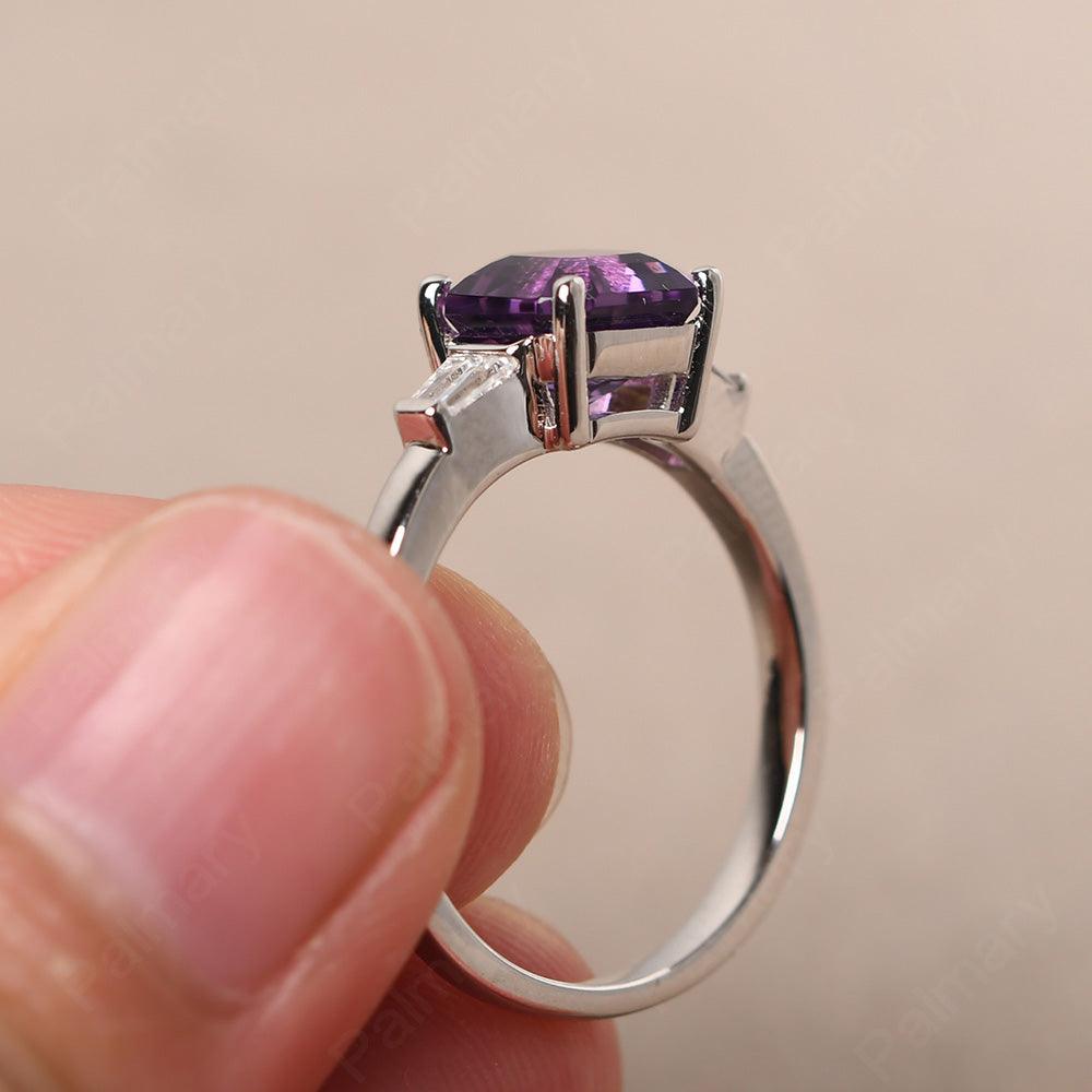 Asscher Cut Amethyst Wedding Ring - Palmary
