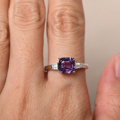 Asscher Cut Amethyst Wedding Ring - Palmary