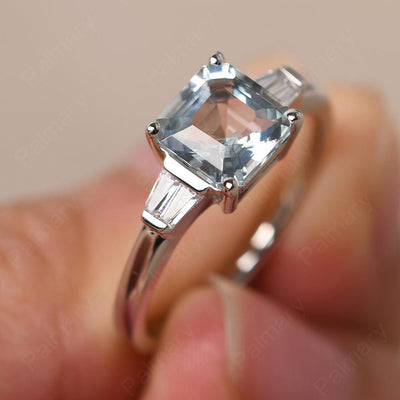 Asscher Cut Aquamarine Wedding Ring - Palmary