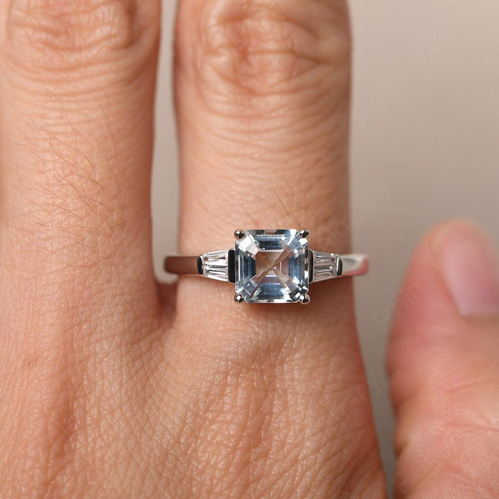 Asscher Cut Aquamarine Wedding Ring - Palmary