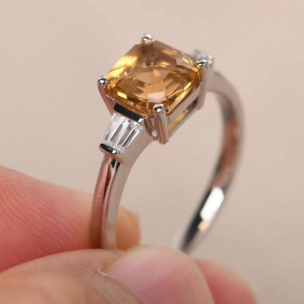 Asscher Cut Citrine Wedding Ring - Palmary