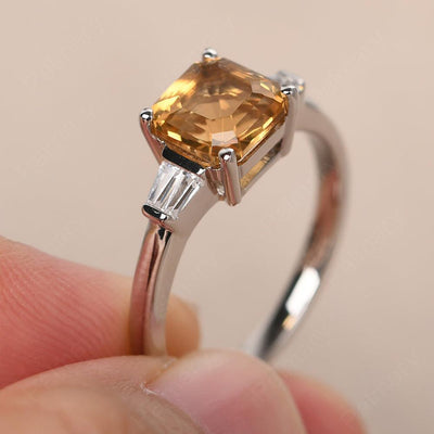 Asscher Cut Citrine Wedding Ring - Palmary