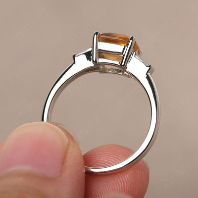 Asscher Cut Citrine Wedding Ring - Palmary