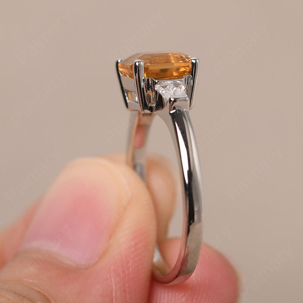 Asscher Cut Citrine Wedding Ring - Palmary