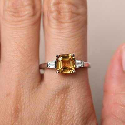 Asscher Cut Citrine Wedding Ring - Palmary