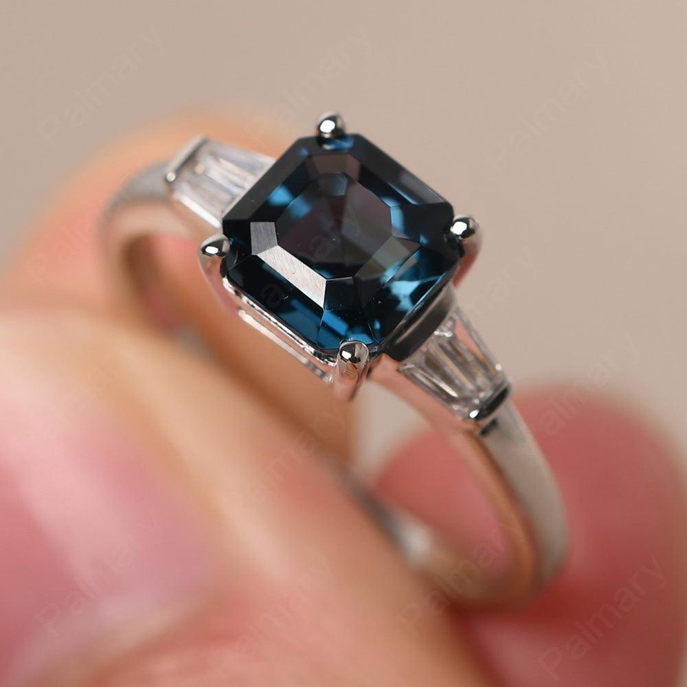 Asscher Cut London Blue Topaz Wedding Ring - Palmary