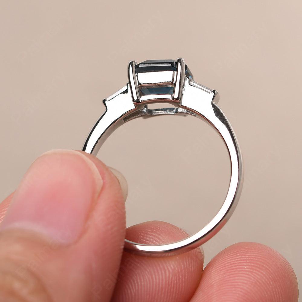 Asscher Cut London Blue Topaz Wedding Ring - Palmary