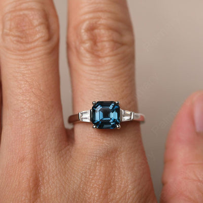 Asscher Cut London Blue Topaz Wedding Ring - Palmary