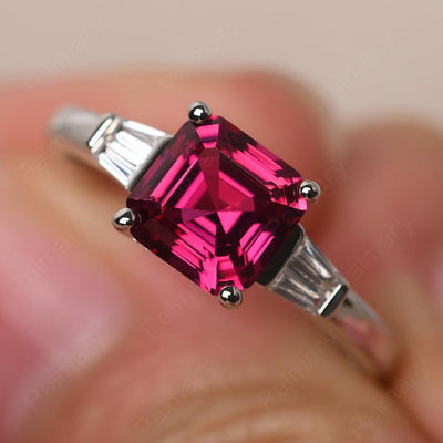 Asscher Cut Ruby Wedding Ring - Palmary