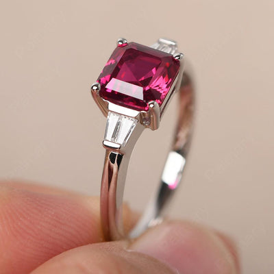 Asscher Cut Ruby Wedding Ring - Palmary