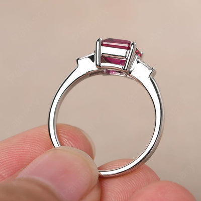 Asscher Cut Ruby Wedding Ring - Palmary