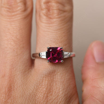 Asscher Cut Ruby Wedding Ring - Palmary