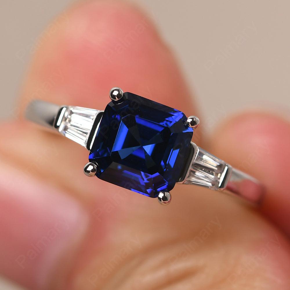 Asscher Cut Sapphire Wedding Ring - Palmary