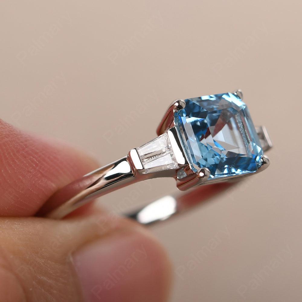 Asscher Cut Swiss Blue Topaz Wedding Ring - Palmary