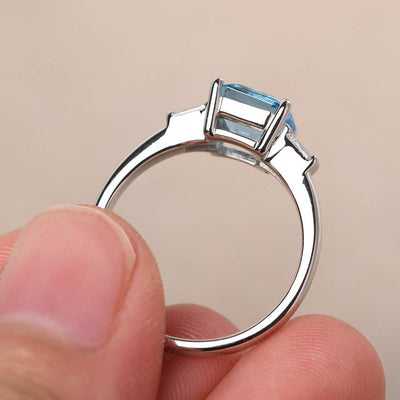 Asscher Cut Swiss Blue Topaz Wedding Ring - Palmary