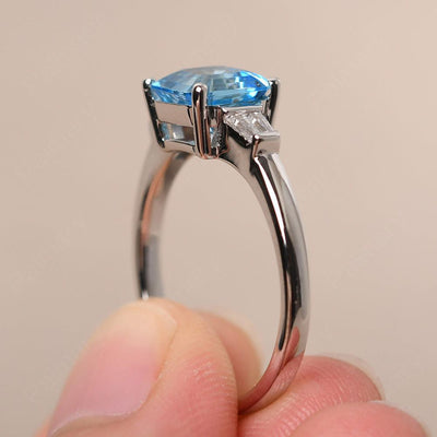 Asscher Cut Swiss Blue Topaz Wedding Ring - Palmary