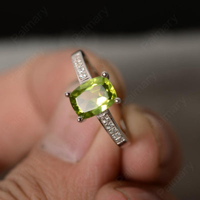 Cushion Cut Peridot Wedding Rings - Palmary