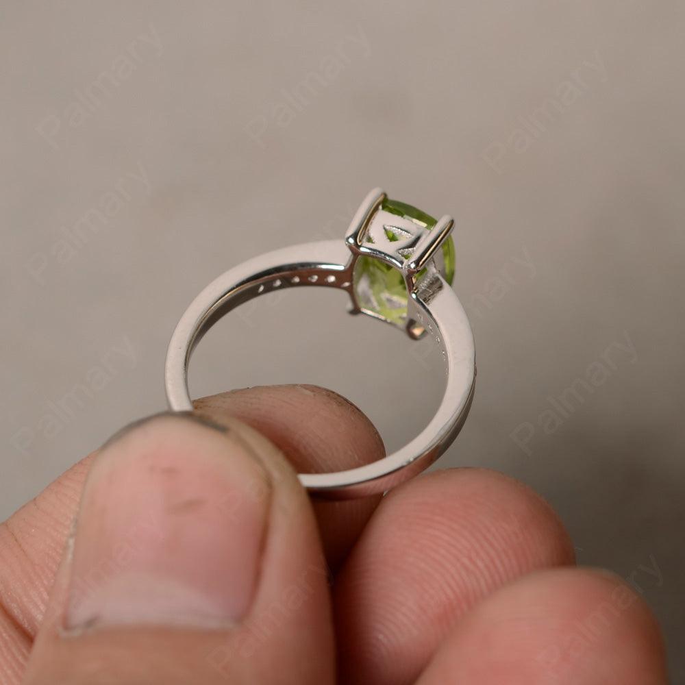 Cushion Cut Peridot Wedding Rings - Palmary