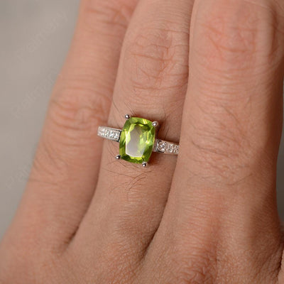 Cushion Cut Peridot Wedding Rings - Palmary