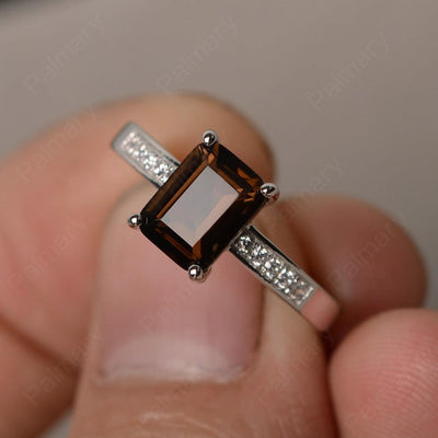 Cushion Cut Smoky Quartz  Wedding Rings - Palmary