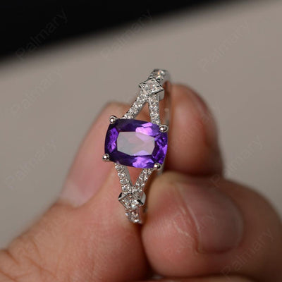 Cushion Cut Amethyst Promise Ring - Palmary