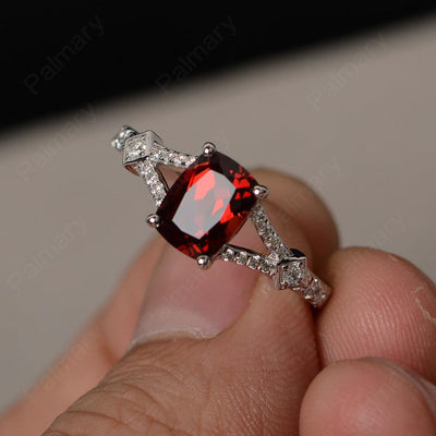 Cushion Cut Garnet Promise Ring - Palmary