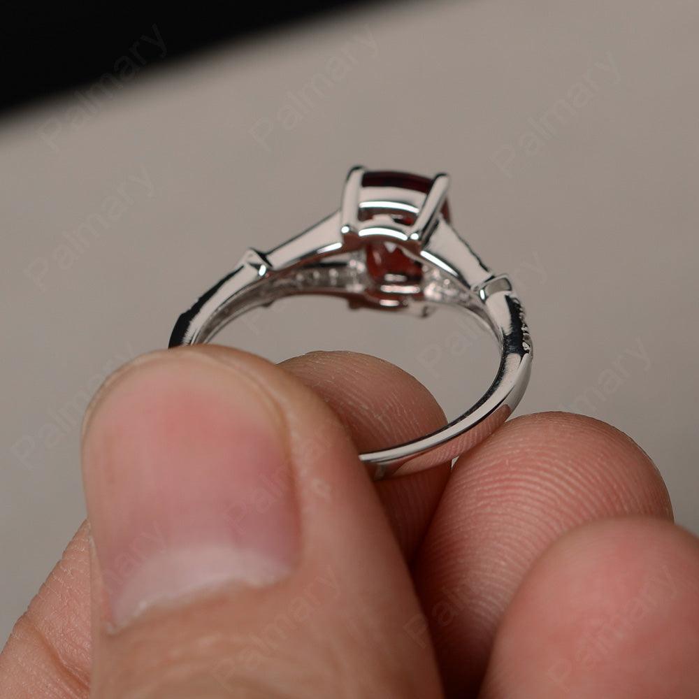 Cushion Cut Garnet Promise Ring - Palmary