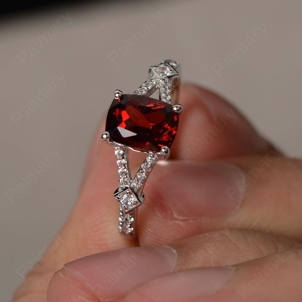 Cushion Cut Garnet Promise Ring - Palmary