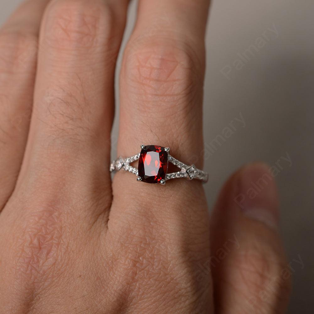 Cushion Cut Garnet Promise Ring - Palmary