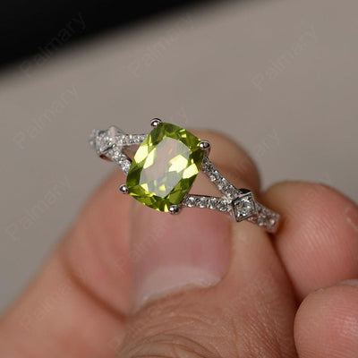 Cushion Cut Peridot Promise Ring - Palmary