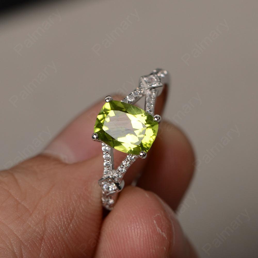 Cushion Cut Peridot Promise Ring - Palmary