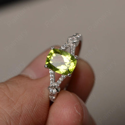 Cushion Cut Peridot Promise Ring - Palmary