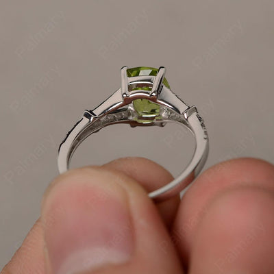 Cushion Cut Peridot Promise Ring - Palmary