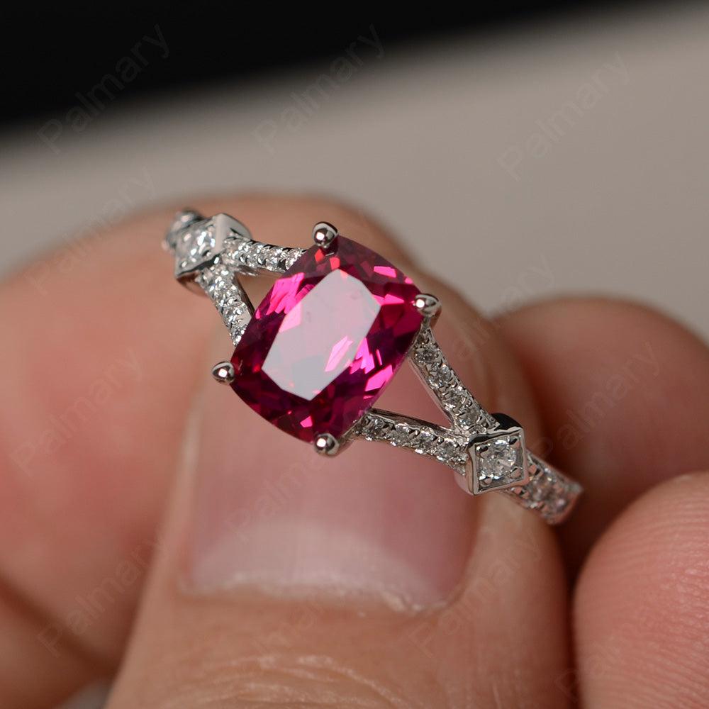 Cushion Cut Ruby Promise Ring - Palmary