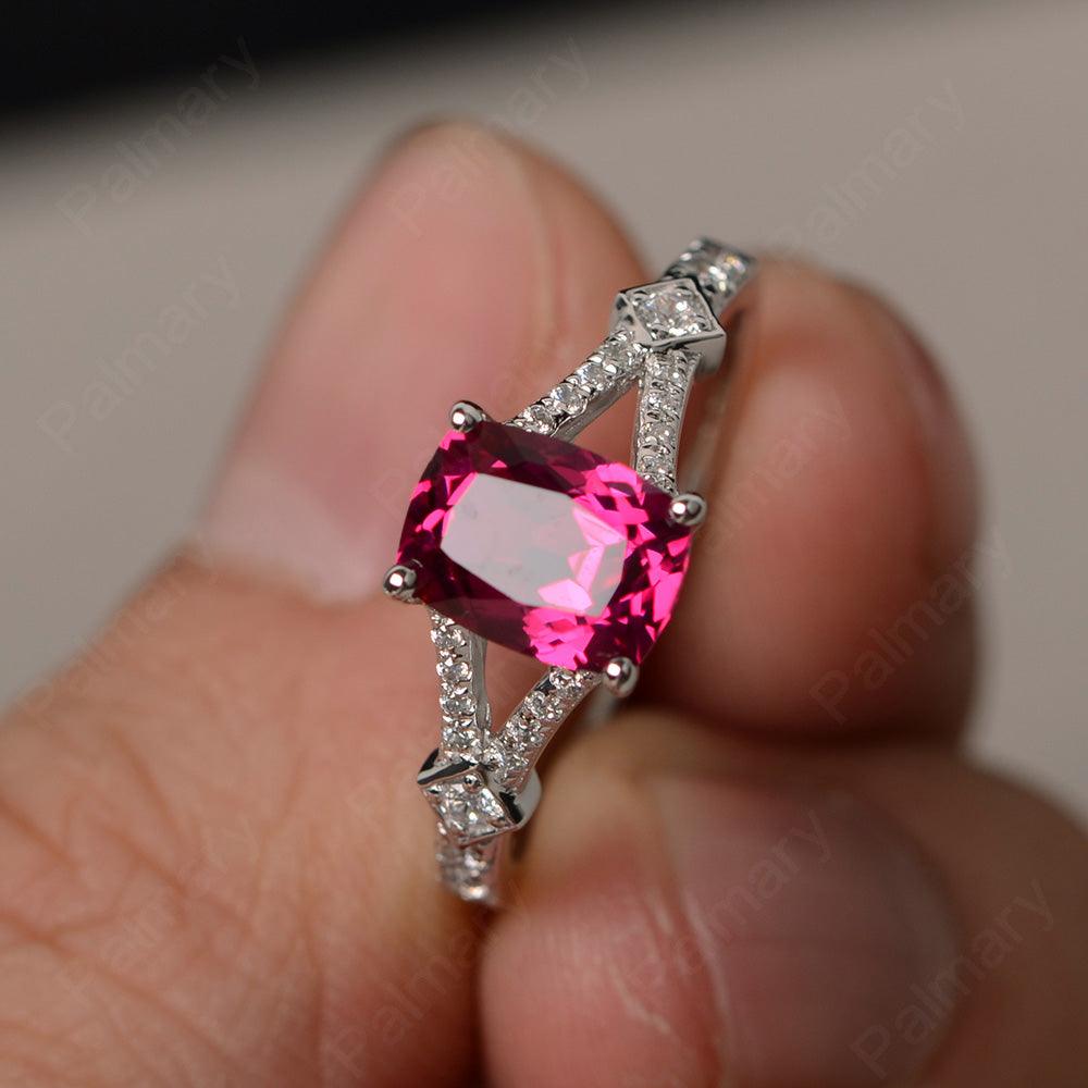 Cushion Cut Ruby Promise Ring - Palmary