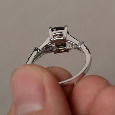 Cushion Cut Smoky Quartz  Promise Ring - Palmary