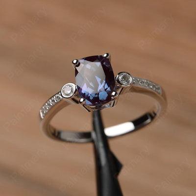 Cushion Cut Alexandrite Promise Rings - Palmary