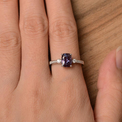 Cushion Cut Alexandrite Promise Rings - Palmary