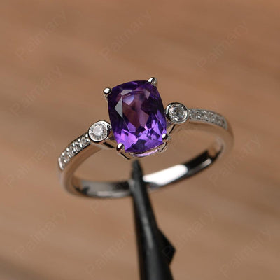 Cushion Cut Amethyst Promise Rings - Palmary