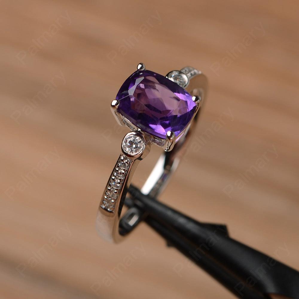 Cushion Cut Amethyst Promise Rings - Palmary