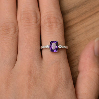 Cushion Cut Amethyst Promise Rings - Palmary