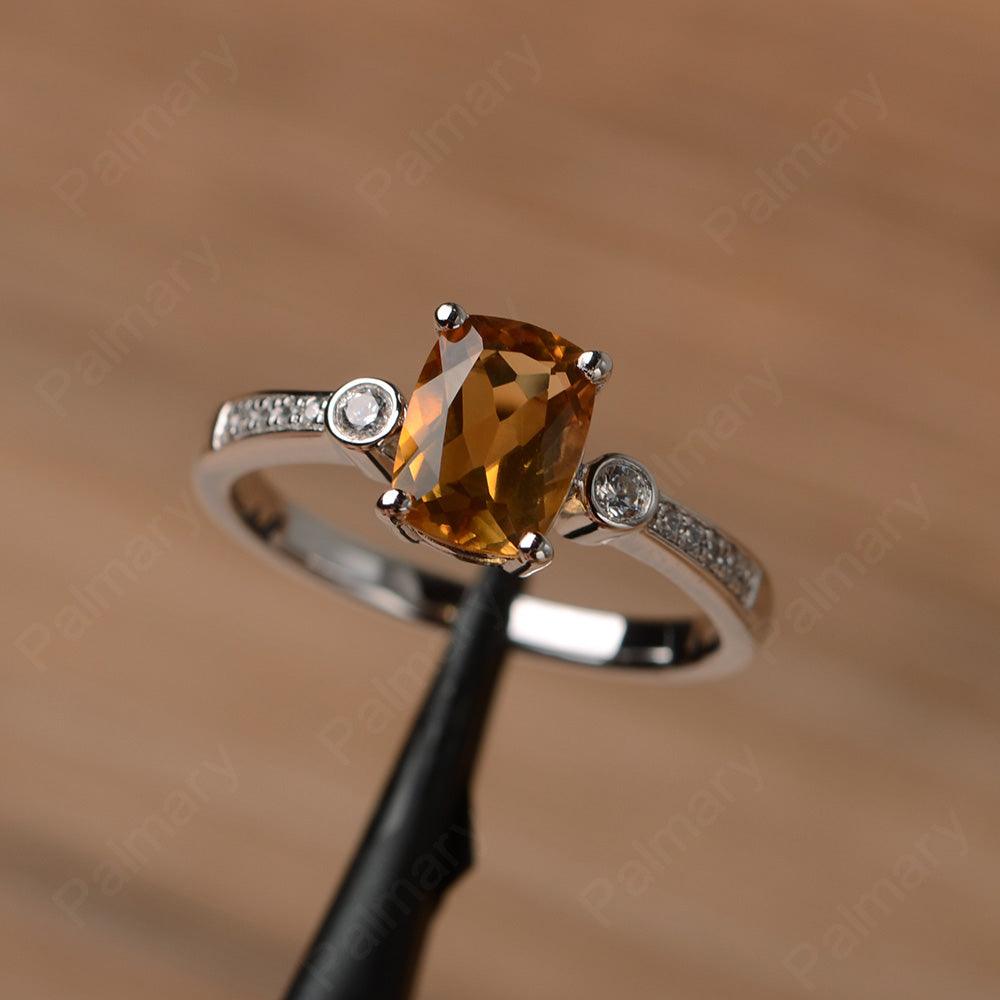 Cushion Cut Citrine Promise Rings - Palmary