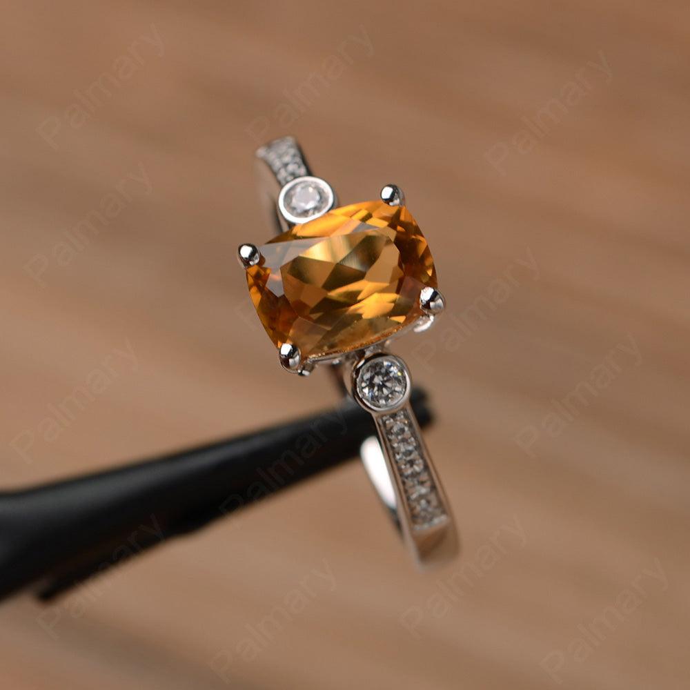 Cushion Cut Citrine Promise Rings - Palmary