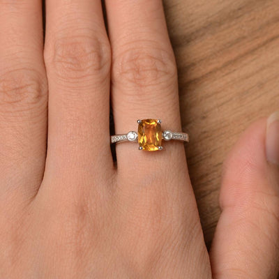 Cushion Cut Citrine Promise Rings - Palmary