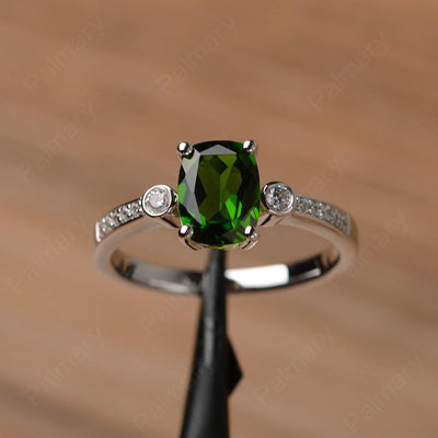 Cushion Cut Diopside Promise Rings - Palmary