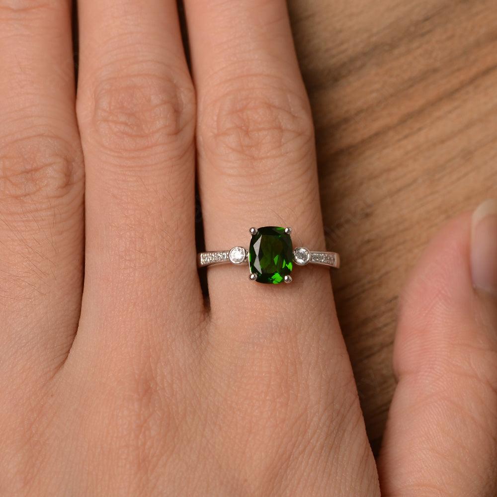 Cushion Cut Diopside Promise Rings - Palmary