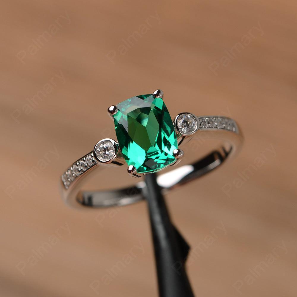 Cushion Cut Emerald Promise Rings - Palmary