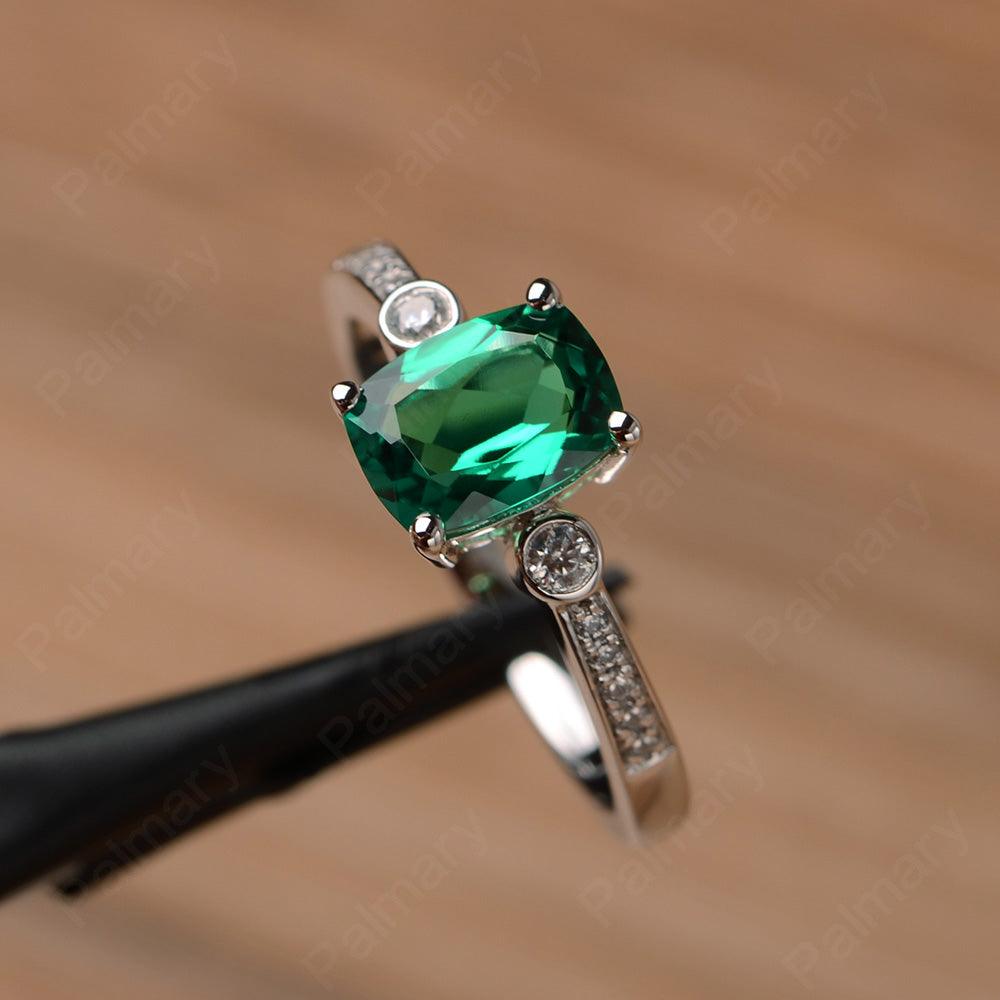 Cushion Cut Emerald Promise Rings - Palmary
