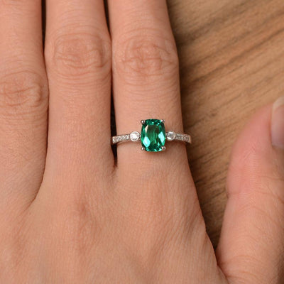 Cushion Cut Emerald Promise Rings - Palmary